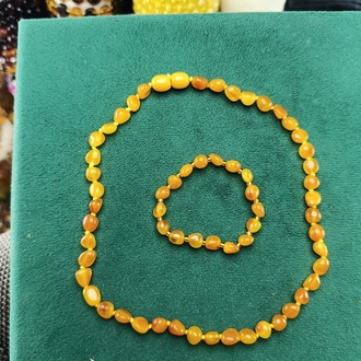 Kehribar Çocuk Seti Kolye Ve Bileklik Şeklinde Orjinal Sertifikalı