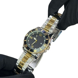 ROLEX ERKEK KOL SAATİ SİYAH KADRANI İLE ALTIN-GÜMÜŞ RENGİNDEKİ KORDONU 