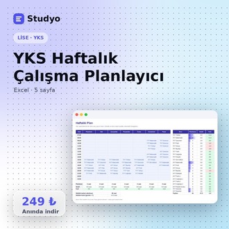 YKS Haftalık Çalışma Planlayıcı (Excel)