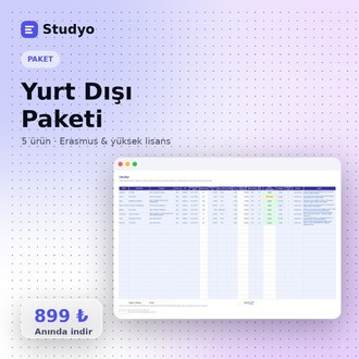 Yurt Dışı Paketi – Erasmus Rehberi + Yüksek Lisans Sistemi + Vize + Bütçe
