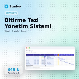 Bitirme Tezi Yönetim Sistemi – Gantt & Literatür (Excel)