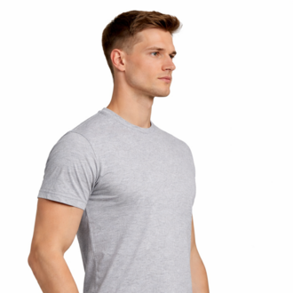 Gri Basic Tişört Erkek %100 Pamuk – Premium 30/1 Compact Penye Regular Fit T-Shirt