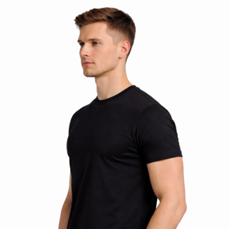 Siyah Basic Tişört Erkek %100 Pamuk – Premium 30/1 Compact Penye Regular Fit T-Shirt