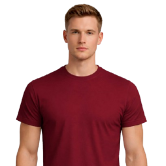 Bordo Basic Tişört Erkek %100 Pamuk – Premium 30/1 Compact Penye Regular Fit T-Shirt