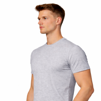 Gri Basic Tişört Erkek %100 Pamuk – Premium 30/1 Compact Penye Regular Fit T-Shirt