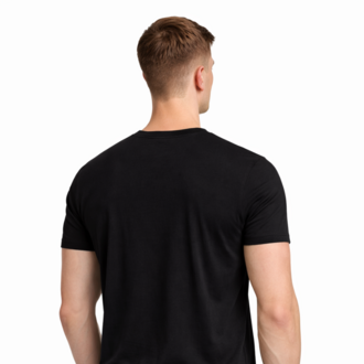 Siyah V Yaka Tişört Erkek %100 Pamuk | Slim Fit Basic T-Shirt