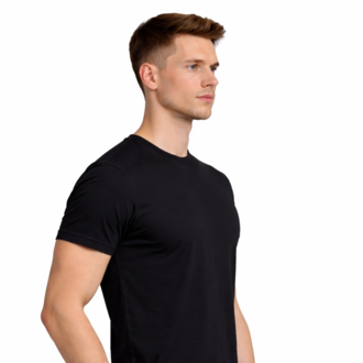Siyah Basic Tişört Erkek %100 Pamuk – Premium 30/1 Compact Penye Regular Fit T-Shirt