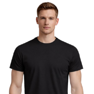 Siyah Basic Tişört Erkek %100 Pamuk – Premium 30/1 Compact Penye Regular Fit T-Shirt