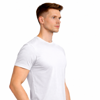 Beyaz Basic Tişört Erkek %100 Pamuk – Premium 30/1 Compact Penye Regular Fit T-Shirt