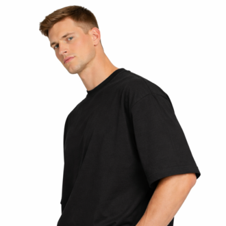 Siyah Oversize Tişört %100 Pamuk | Unisex Basic Streetwear T-Shirt | Kalın Kumaş Premium