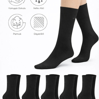 12 ÇİFT SİYAH TENİS ÇORAP