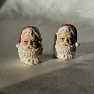 Vintage Noel Baba Figürlü Peçetelikli Tuzluk Seti