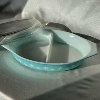 Vintage Pyrex 2 Bölmeli Fırın Kabı