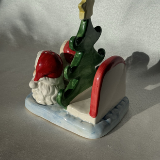 Vintage Noel Baba Figürlü Peçetelikli Tuzluk Seti