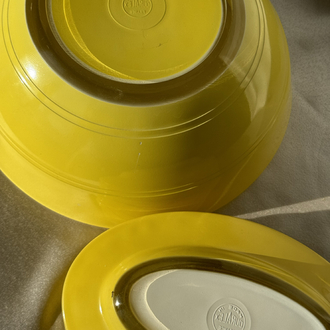 Vintage Duralex Sarı Kase & Servis Tabağı Seti
