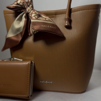 NasBag Cüzdanlı Taba İthal Çanta