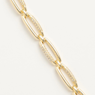 14K Altın Kaplama Gold Zirkon Taş Detaylı Büyük Zincir Luxury Bileklik