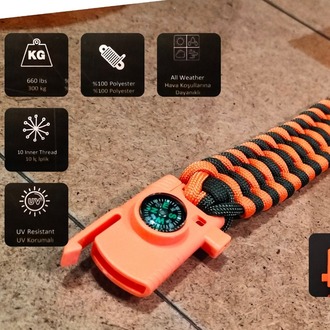 SURVIVAL BRACELET MODEL 808 BIÇAKLI