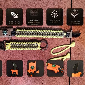 SURVIVAL BRACELET MODEL 848 BIÇAKLI SET