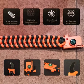 SURVIVAL BRACELET MODEL 808 BIÇAKLI