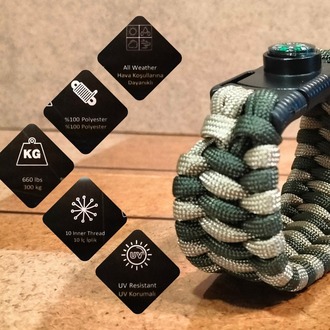 SURVIVAL BRACELET MODEL 808 BIÇAKLI