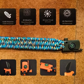SURVIVAL BRACELET MODEL 808 BIÇAKLI