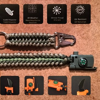 SURVIVAL BRACELET MODEL 868 BIÇAKLI SET