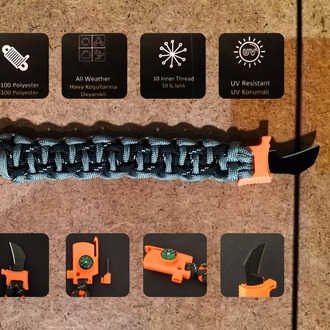 SURVIVAL BRACELET MODEL 818 BIÇAKLI