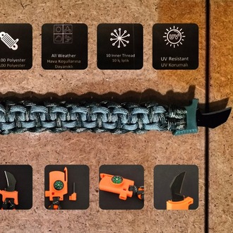 SURVIVAL BRACELET MODEL 818 BIÇAKLI