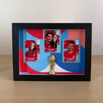 Dünya Kupası Albüm Temalı Futbol 3'LÜ Sticker Çerçevesi - Kişiye Özel Kupalı 