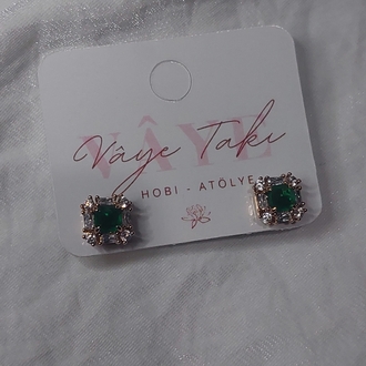 Taşlı minik Xuping küpe-yeşil