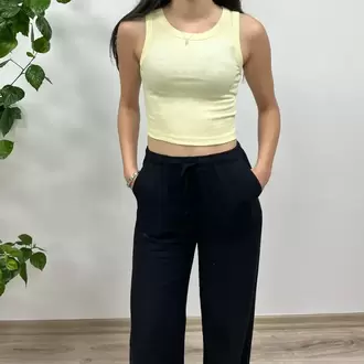 Pamuklu Ribana Crop Atlet - SARI