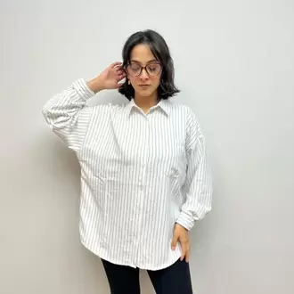 Rahat Kalıp Oversize Gömlek - BEYAZ