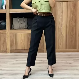 Beli Kemerli Pantolon - SİYAH