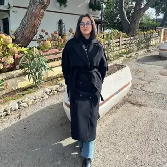 Premium Kaşe Kemerli Uzun Kaban - SİYAH
