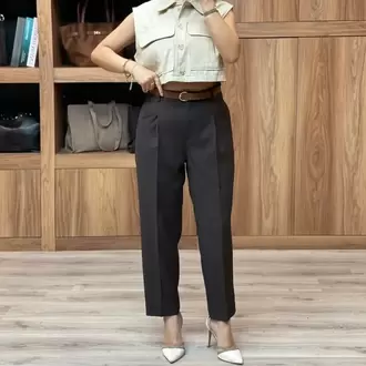 Beli Kemerli Pantolon - KAHVE