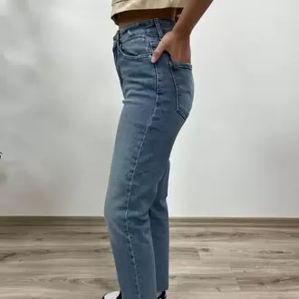 Açık Mavi Mom Fit Kot Pantolon