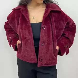 Düğmeli Kısa Ceket - BORDO