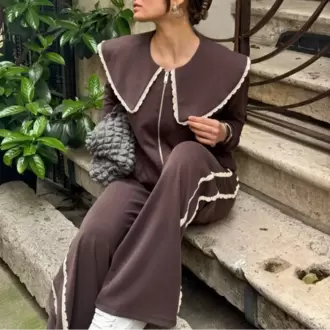 Fırfır Detaylı Fermuarlı Takım