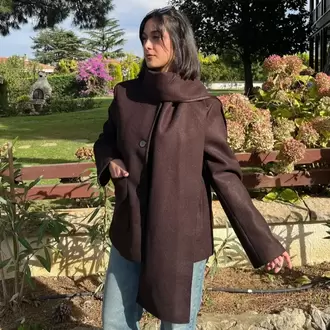 Çıkarılabilir Atkılı Kaban - KAHVERENGİ