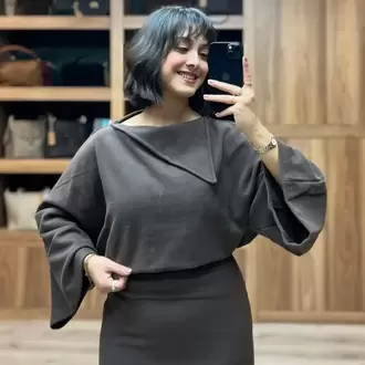 Devrik Yakalı Etekli Selanik Takım - KAHVE