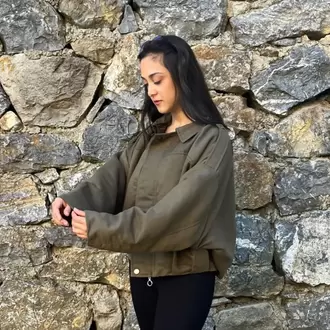 Süet Bomber Ceket - HAKİ