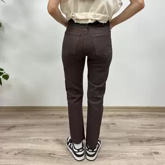Kahverengi Mom Fit Kot Pantolon