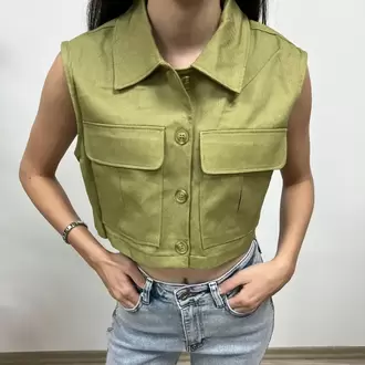 Cepli Crop Yelek - HAKİ