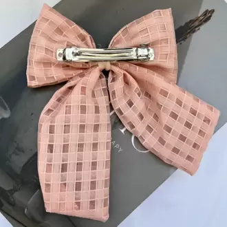 Desenli Kumaş Büyük Fiyonk Saç Tokası – Klipsli Model - PUDRA