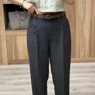 Beli Kemerli Pantolon - KAHVE