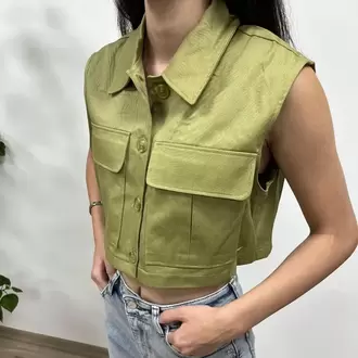 Cepli Crop Yelek - HAKİ