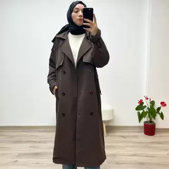 Kahverengi Astarlı Bol Kesim Torino Trençkot