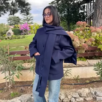 Çıkarılabilir Atkılı Kaban - LACİVERT