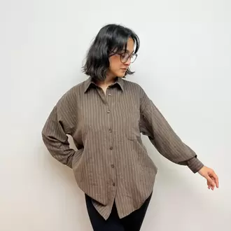 Rahat Kalıp Oversize Gömlek - KAHVERENGİ